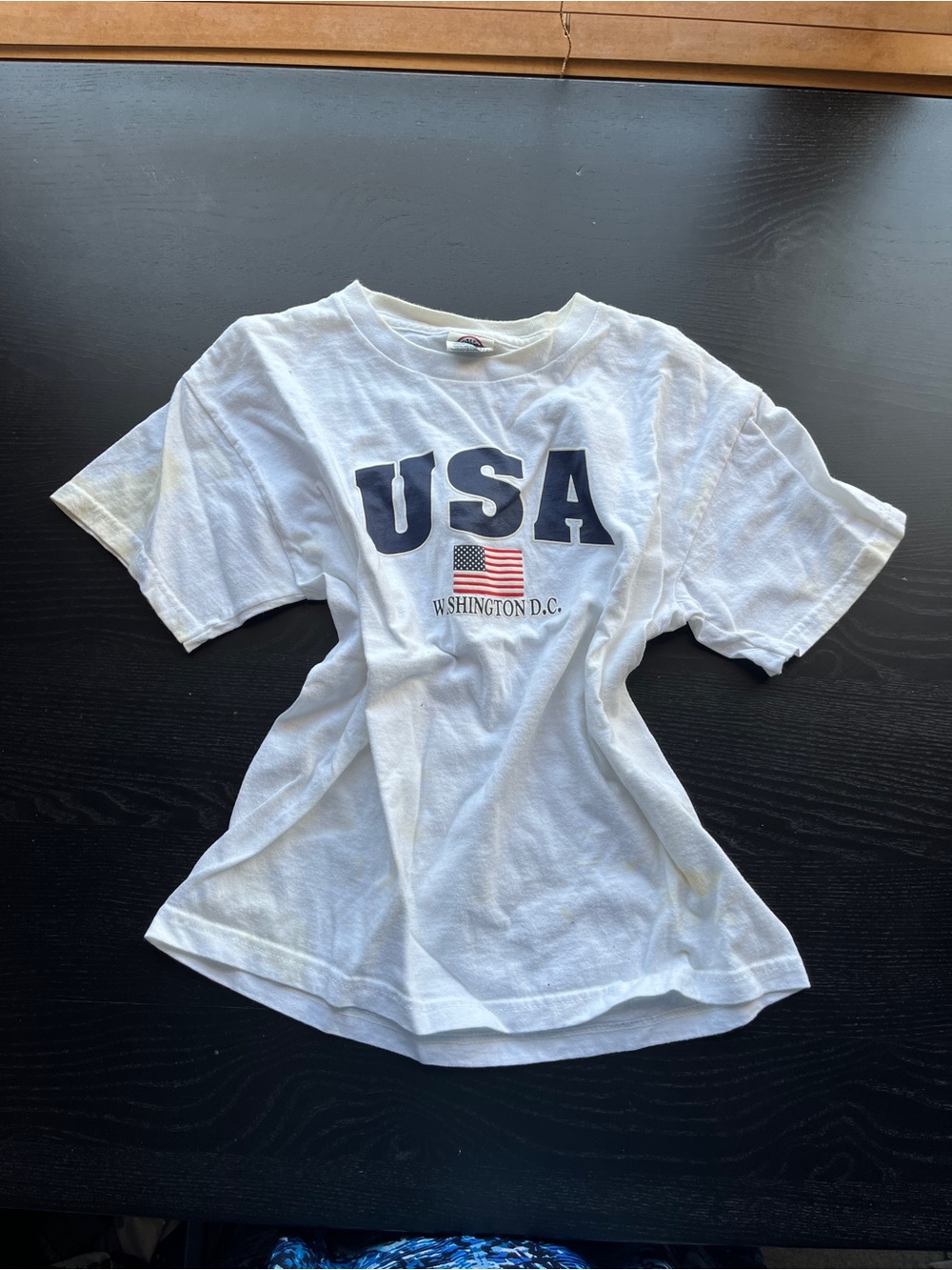 Delta White Kids' Tee with Navy USA Graphic